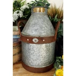 Hot Sale 🥰 17" Gray Decorative Farmhouse Can by Ivory and Iris 🥰 -Cheap Ivory and Iris Store D365439S 8