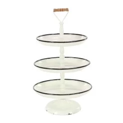 Outlet π 25" White Iron Farmhouse 3-Tier Tray Stand by Ivory and Iris π