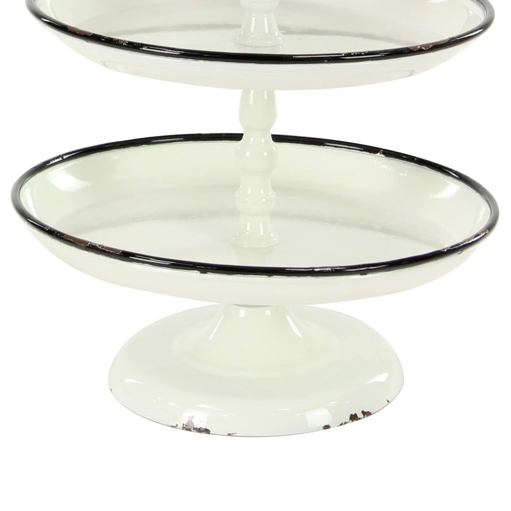 Outlet π 25" White Iron Farmhouse 3-Tier Tray Stand by Ivory and Iris π 4 Outlet π 25" White Iron Farmhouse 3-Tier Tray Stand by Ivory and Iris π - Image 4