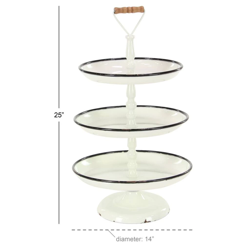 Outlet π 25" White Iron Farmhouse 3-Tier Tray Stand by Ivory and Iris π 5 Outlet π 25" White Iron Farmhouse 3-Tier Tray Stand by Ivory and Iris π - Image 5