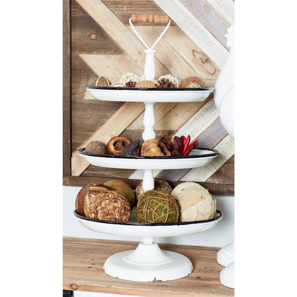Outlet π 25" White Iron Farmhouse 3-Tier Tray Stand by Ivory and Iris π 2 Outlet π 25" White Iron Farmhouse 3-Tier Tray Stand by Ivory and Iris π - Image 2