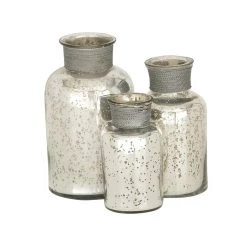 Outlet 🥰 Glam Silver Glass Decorative Jar Set by Ivory and Iris ❤️