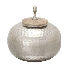 Best deal 🧨 12" Silver Iron Contemporary Decorative Jar by Ivory and Iris ✨