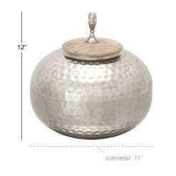 Best deal 🧨 12" Silver Iron Contemporary Decorative Jar by Ivory and Iris ✨ -Cheap Ivory and Iris Store D365446S 6