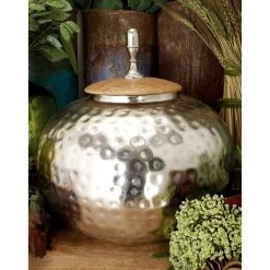 Best deal 🧨 12" Silver Iron Contemporary Decorative Jar by Ivory and Iris ✨ -Cheap Ivory and Iris Store D365446S 7