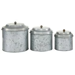 Budget 😀 Silver Metal Decorative Farmhouse Jar Set by Ivory and Iris 🔥