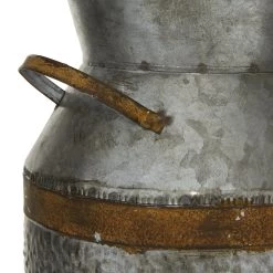Promo 🤩 14" Gray Decorative Milk Can by Ivory and Iris 🎉 -Cheap Ivory and Iris Store D365451S 3