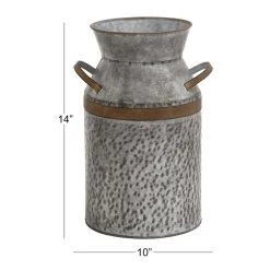 Promo 🤩 14" Gray Decorative Milk Can by Ivory and Iris 🎉 -Cheap Ivory and Iris Store D365451S 5