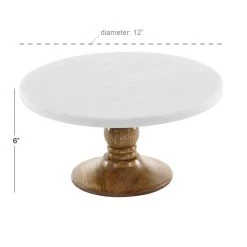 Coupon 💯 12" White Marble & Natural Wood Serving Tray by Ivory and Iris 😍 -Cheap Ivory and Iris Store D365452S 4