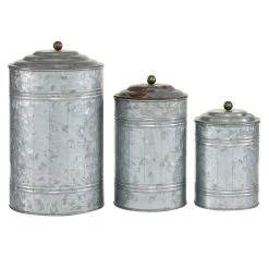 Buy 🔔 Gray Farmhouse Decorative Metal Cannister Set by Ivory and Iris ✨