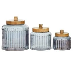 Buy 🧨 Gray Glass Farmhouse Decorative Jar Set by Ivory and Iris 😉
