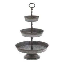 Coupon 🔥 22" Gray Iron Farmhouse 3 Tier Tray Stand by Ivory and Iris 🎁