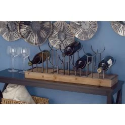 Coupon 🧨 26" Brown Metal Industrial Wine Holder by Ivory and Iris 👏 -Cheap Ivory and Iris Store D365483S 8