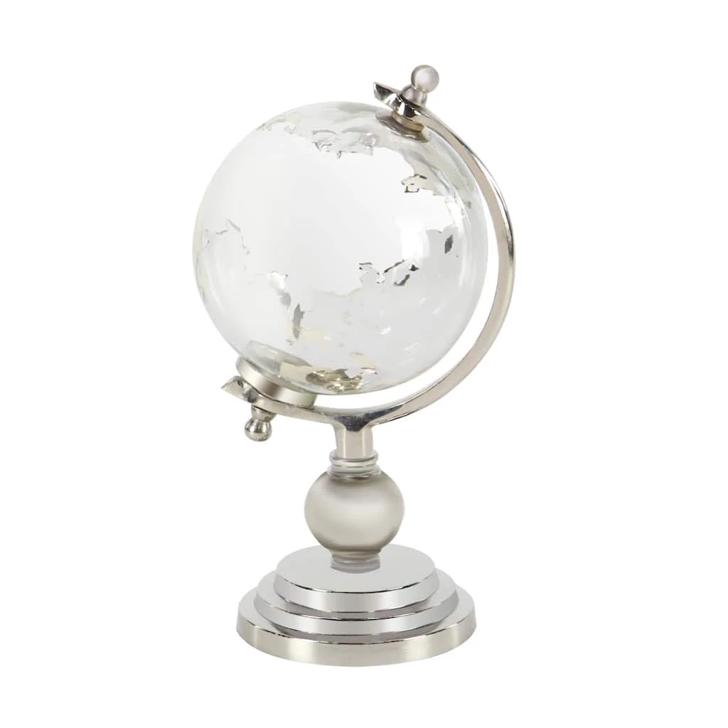 Brand new 🧨 11" Silver Glass Traditional Globe by Ivory and Iris 🔥 1 Brand new 🧨 11" Silver Glass Traditional Globe by Ivory and Iris 🔥
