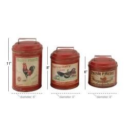 Deals ❤️ Red Tin Farmhouse Decorative Jar Set by Ivory and Iris 🔔 -Cheap Ivory and Iris Store D365499S 9