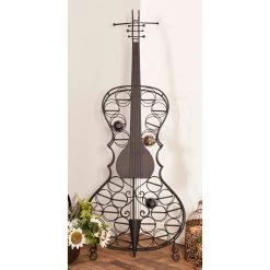 Best deal 🧨 68" Black Metal Cello-Shaped Wine Holder Rack by Ivory and Iris 🎉 -Cheap Ivory and Iris Store D365510S 11