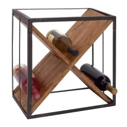 Hot Sale ⌛ 16" Wood & Metal Contemporary Wine Holder Rack by Ivory and Iris ❤️