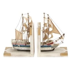 Best Pirce ⭐ 9" White Wood Coastal Sailboat Bookends, 2ct. by Ivory and Iris 👏