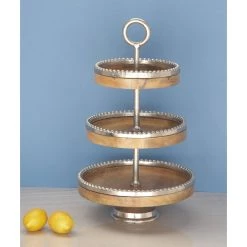 Top 10 ❤️ 25" Brown Wood & Aluminum 3-Tier Tray Stand by Ivory and Iris ✨ 7 Top 10 ❤️ 25" Brown Wood & Aluminum 3-Tier Tray Stand by Ivory and Iris ✨ -Cheap Ivory and Iris Store D365521S 4