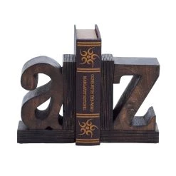 Best Pirce 😉 9" Brown Mango Wood Traditional A & Z Bookends, 2ct. by Ivory and Iris 👏