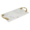 Best Sale 🛒 21" White Marble Natural Serving Tray by Ivory and Iris 🎁