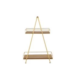 Best Pirce 💯 22" Brown Wood & Iron 2-Tier Tray Stand by Ivory and Iris 🛒 -Cheap Ivory and Iris Store D365530S 3