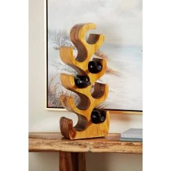 Flash Sale 🛒 28" Brown Wood Rustic Wine Holder Rack by Ivory and Iris ✨ -Cheap Ivory and Iris Store D365532S 9