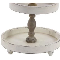Brand new 🌟 25" White Farmhouse Wood 3-Tier Tray Stand by Ivory and Iris 👍 -Cheap Ivory and Iris Store D365538S 3