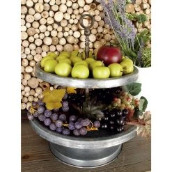 Hot Sale 😉 17" Gray Iron Farmhouse 2-Tier Tray Stand by Ivory and Iris 🥰 -Cheap Ivory and Iris Store D365553S 5