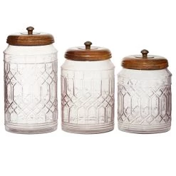 Discount 🛒 Clear Glass Farmhouse Decorative Jars, 3ct. by Ivory and Iris ✨
