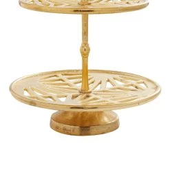 Promo 🎁 21" Gold Aluminum Contemporary 3-Tier Tray Stand by Ivory and Iris 🛒 -Cheap Ivory and Iris Store D365561S 3