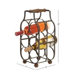 Budget 👏 16" Black Metal Rustic Wine Holder by Ivory and Iris ❤️ -Cheap Ivory and Iris Store D365562S 8