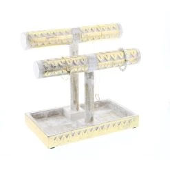 Best Sale π 12" Gold & White Mango Wood Jewelry Stand by Ivory and Iris β