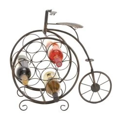 Budget ✔️ 21" Rustic Brass Bicycle Wine Holder Rack by Ivory and Iris 🤩