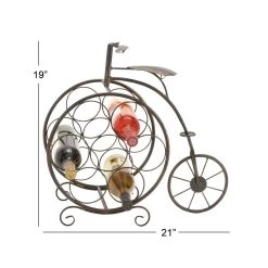 Budget ✔️ 21" Rustic Brass Bicycle Wine Holder Rack by Ivory and Iris 🤩 -Cheap Ivory and Iris Store D365565S 9