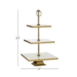 Best reviews of 🤩 24" Gold Marble & Aluminum 3-Tier Tray Stand by Ivory and Iris 🎁 -Cheap Ivory and Iris Store D365567S 5