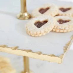 Best reviews of 🤩 24" Gold Marble & Aluminum 3-Tier Tray Stand by Ivory and Iris 🎁 -Cheap Ivory and Iris Store D365567S 8
