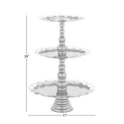 Brand new 🤩 24" Silver Aluminum 3-Tier Tray Stand by Ivory and Iris 😉 -Cheap Ivory and Iris Store D365573S 5