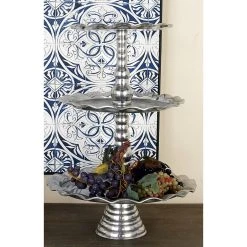 Brand new 🤩 24" Silver Aluminum 3-Tier Tray Stand by Ivory and Iris 😉 -Cheap Ivory and Iris Store D365573S 6