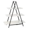 Cheapest ⌛ 23" White Marble & Iron Contemporary 3-Tier Tray Stand by Ivory and Iris 🧨