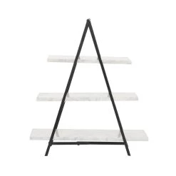 Cheapest ⌛ 23" White Marble & Iron Contemporary 3-Tier Tray Stand by Ivory and Iris 🧨 -Cheap Ivory and Iris Store D365582S 6
