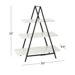 Cheapest ⌛ 23" White Marble & Iron Contemporary 3-Tier Tray Stand by Ivory and Iris 🧨 -Cheap Ivory and Iris Store D365582S 7
