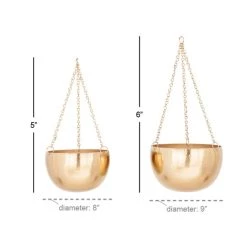 Best deal ✨ Gold Metal Glam Hanging Planter Set by Ivory and Iris ✔️ -Cheap Ivory and Iris Store D365604S 5