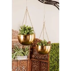 Best deal ✨ Gold Metal Glam Hanging Planter Set by Ivory and Iris ✔️ -Cheap Ivory and Iris Store D365604S 6