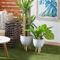 Discount 😉 Gray Contemporary Planter Set by Ivory and Iris 🌟 -Cheap Ivory and Iris Store D365621S 7