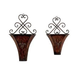 Deals 🛒 Brown Metal Traditional Planter Set by Ivory and Iris 😉
