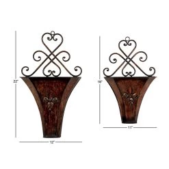 Deals 🛒 Brown Metal Traditional Planter Set by Ivory and Iris 😉 -Cheap Ivory and Iris Store D365622S 7