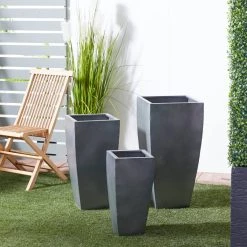 Best deal 💯 Gray Metal Modern Planter Set by Ivory and Iris 🧨 -Cheap Ivory and Iris Store D365647S 7