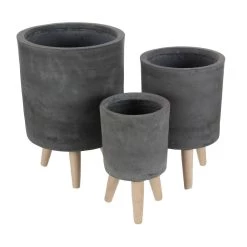 Discount ✔️ Gray Ceramic Contemporary Planter Set by Ivory and Iris ⭐
