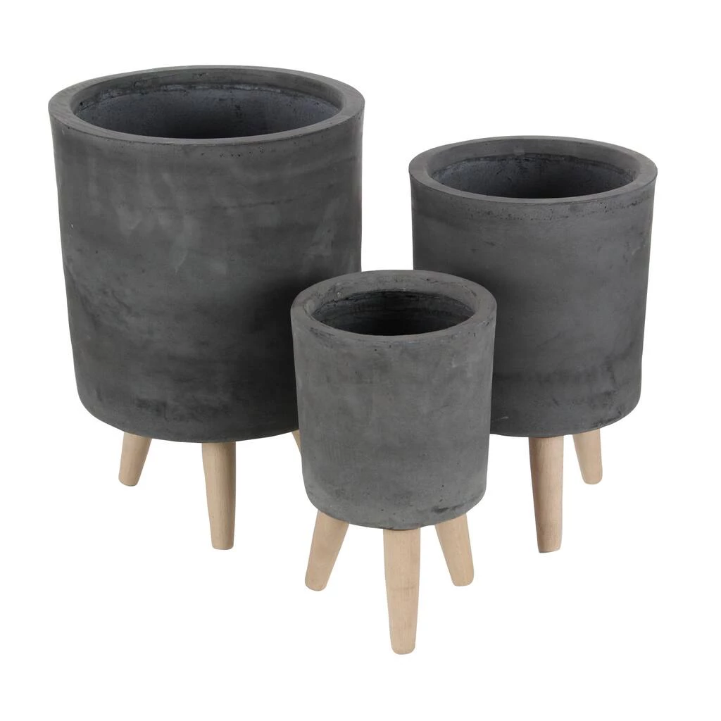 Discount ✔️ Gray Ceramic Contemporary Planter Set by Ivory and Iris ⭐ 1 Discount ✔️ Gray Ceramic Contemporary Planter Set by Ivory and Iris ⭐